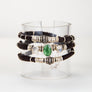 Green Kyanite and Diamond Espresso Brown Leather Wrap