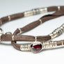 Rhodolite Garnet and Pavé Diamonds Chocolate Brown Leather Wrap