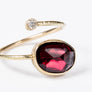 Rhodolite Garnet Gold and Diamond Open Wrap Ring