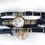 Moonstone Navy Blue Leather Wrap