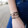 Rhodolite Garnet and Moonstones Espresso Brown Leather Wrap