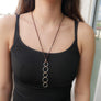 Brushed Sterling Silver and Pavé Diamond Gold and Leather Necklace