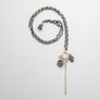 Fused Fine Silver stake with Black Druzy and Diamond Hamsa