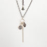Fused Fine Silver stake with Black Druzy and Diamond Hamsa