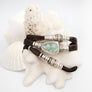 Sea Green Moss Aquamarine and Diamond Espresso Brown Leather Wrap