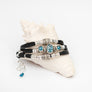 Blue Kyanite and Diamond on Ink Black Leather Wrap