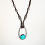Turquoise and Pavé Diamond Leather Necklace