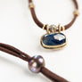 Blue Sapphire Necklace w/Pavé Diamond and 14k Gold