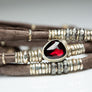 Rhodolite Garnet and Pavé Diamonds Chocolate Brown Leather Wrap