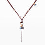 Pavé Diamond Spike with London Blue Topaz and Gold and Leather Necklace