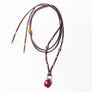 Ruby With Gold & Pavé Diamond Leather Necklace