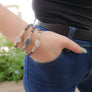 Blue Tourmaline with Moonstones Espresso Brown Leather Wrap