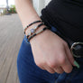 Tanzanite and Moonstone Ink Black Leather Wrap